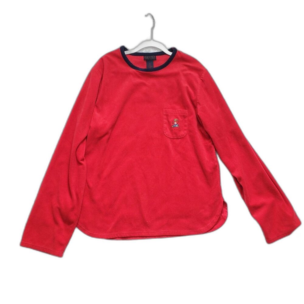 RALPH Ralph Lauren Pajama Top Womens S Red Crew Neck Long Sleeve